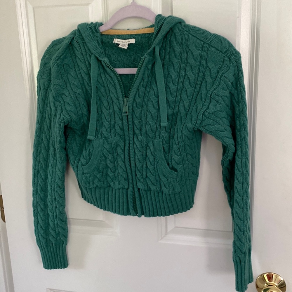 American eagle cropped zip up sweater